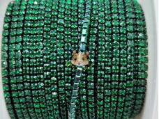 Стразовий ланцюжок ss6 Emerald / оправа в тон страз 2 мм (10 см)