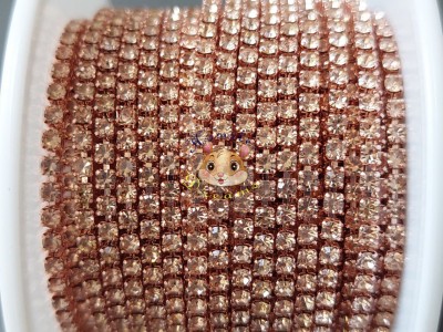 Стразовий ланцюжок ss6 Light Peach / оправа в тон страз 2 мм (10 см)