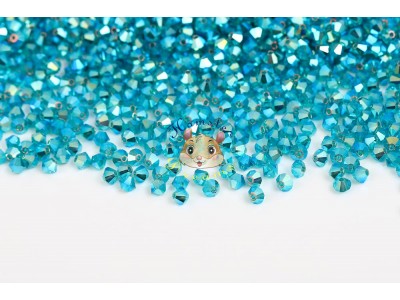 Біконуси Blue Zircon 2*AB 4 мм