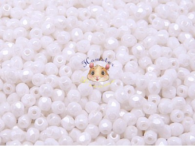 Намистини Грановані Opaque White Luster 3 мм (10 шт)