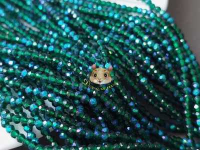 Намистини шпінель Emerald AB 2 мм / 1 нитка