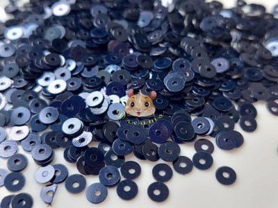 Паєтки Темно-сині металізовані непрозорі Dark Blue Metal плоскі 4 мм/ 3 г