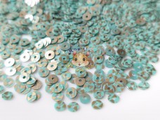 Паєтки Зелена бірюза з золотом непрозорі Opaque Turquoise Green Gold Splash плоскі 4 мм/ 3 г