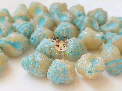 Намистини Мушлі Beige Alabaster Turquoise 15×12 мм (1 шт)