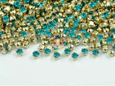 Шатони Preciosa Maxima Blue Zircon/ золото 4 мм (1 шт)