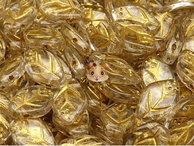 Намистини Листок Crystal Golden Fired 7×12 мм (1 шт) Намистини Листок Crystal Golden Fired 7×12 мм (1 шт)