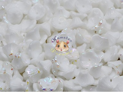 Намистини Квіти Opaque White AB 5×7 мм (1 шт)