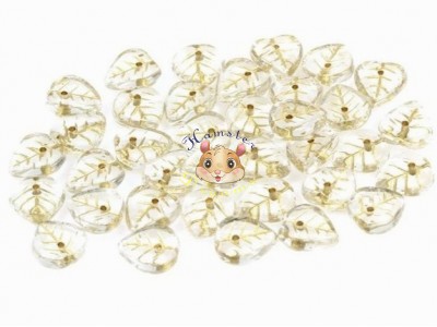 Намистини Листок Crystal Golden Fired 9 мм (1 шт) Намистини Листок Crystal Golden Fired 9 мм (1 шт)