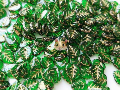 Намистини Листок Green Golden Fired 9 мм (1 шт)