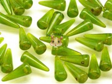 Намистини Шипи Green Milky Picasso 5×13 мм (1 шт) 