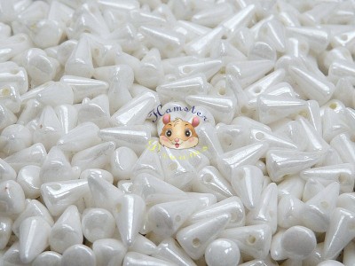 Намистини Шипи Opaque White Ceramic Luster 5×8 мм (10 шт) 
