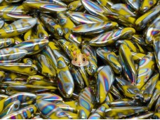 Намистини Кинджали Opaque Yellow Vitrail Striped 5×16 мм (1 шт)